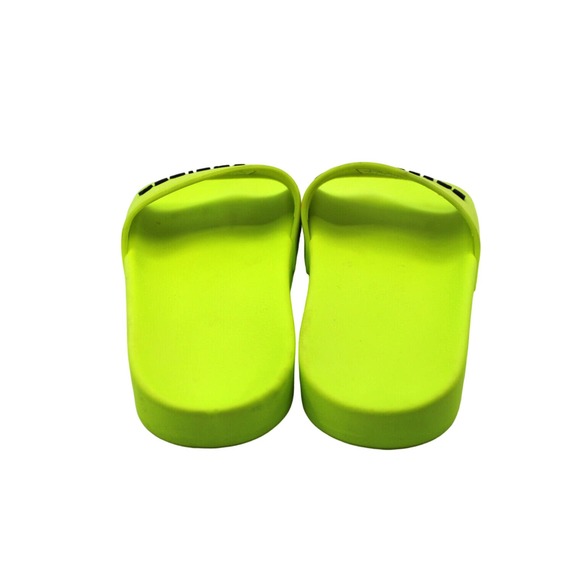 C0 Auth BALENCIAGA Logo Rubber Pool Slides Flip Flops Neon Green Womens US 6 - Picture 4 of 6